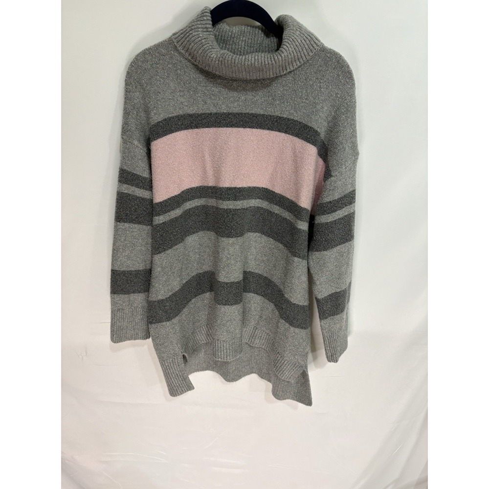 Talbots Cowl Neck Sweater Women’s Plus Size 1X Grey And Pink Stripe